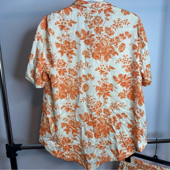 UnderProtection Wilda Short Sleeve and Shorts Pajama set Womens Small Orange NEW - Picture 4 of 16